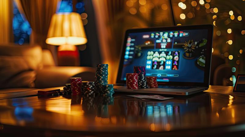cozy-home-setup-online-gambling-laptop-displaying-popular-casino-game
