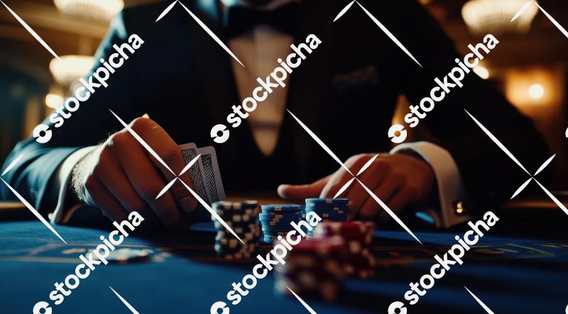 Close up poker player s hands