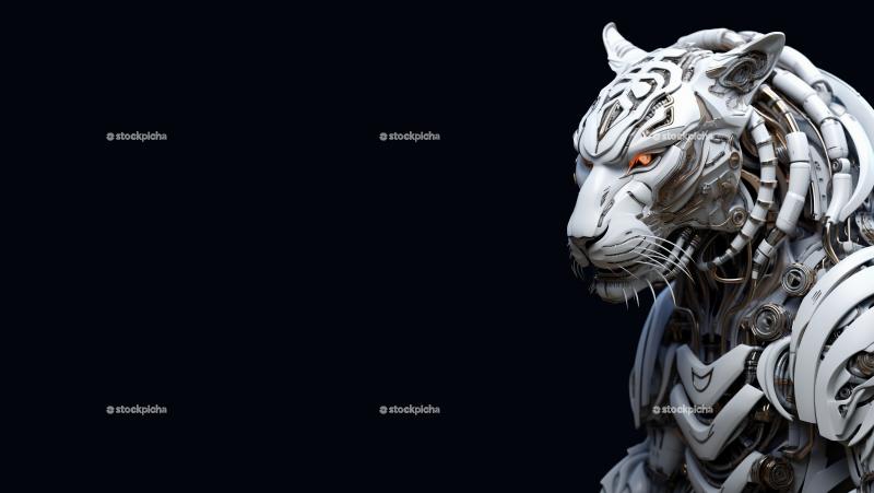 Ferocious tiger with copy space